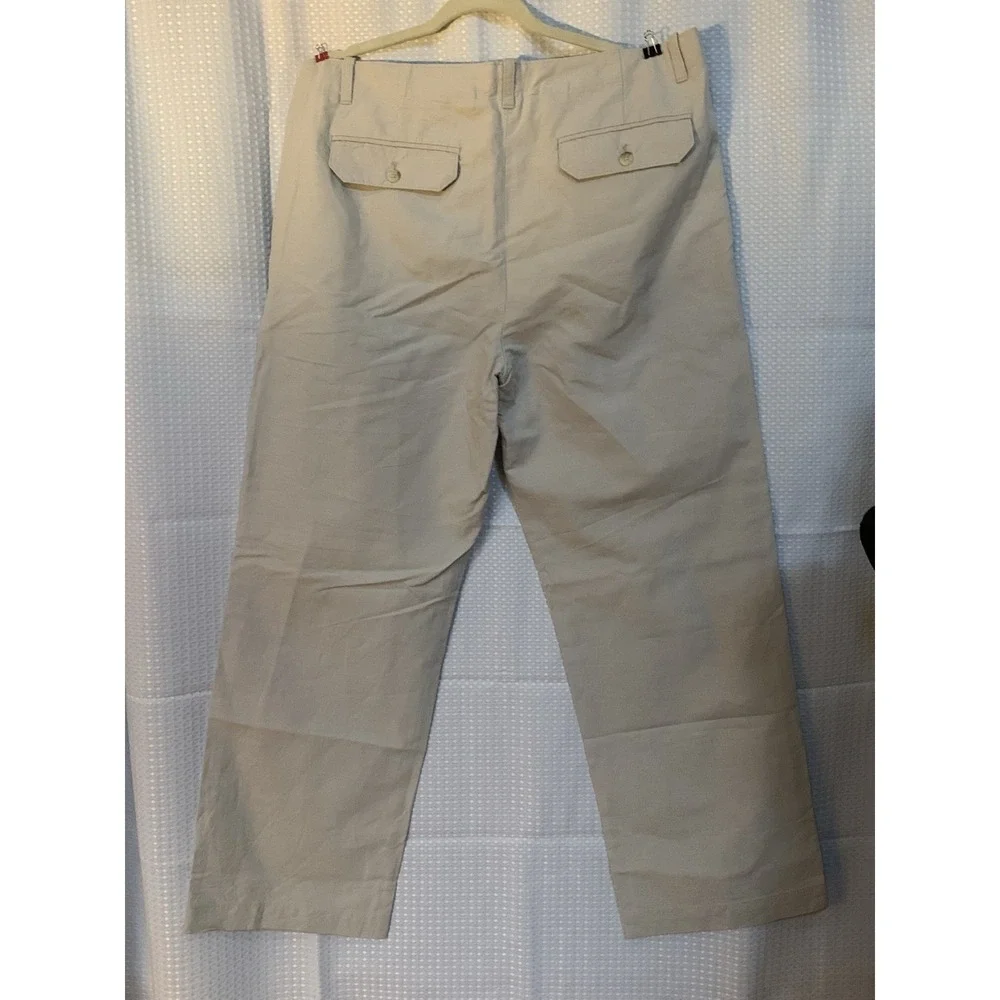 Banana Republic Relaxed Fit Flat Front Dressy‎ Tan Khaki Pants 35x30